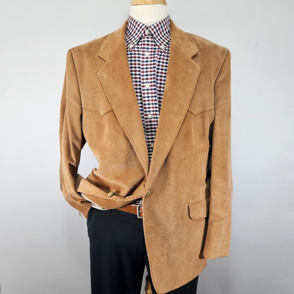 CCC Western Men's Sport Coat Blazer Two Button Brown Corduroy Size 44L